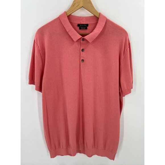 Massimo Dutti Men Size XXL Preppy Pink Extrafine Cotton Short Sleeve Polo Shirt - Picture 1 of 11
